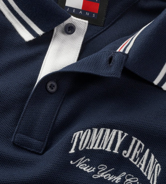 Tommy Jeans Marineblaues besticktes Poloshirt