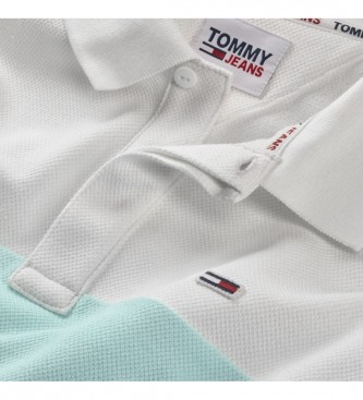 Tommy Jeans Polo color block bianca, blu