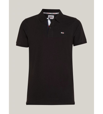 Tommy Jeans Polo en pur coton noir, coupe slim