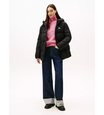 Tommy Jeans Giacca imbottita midi con cappuccio nera