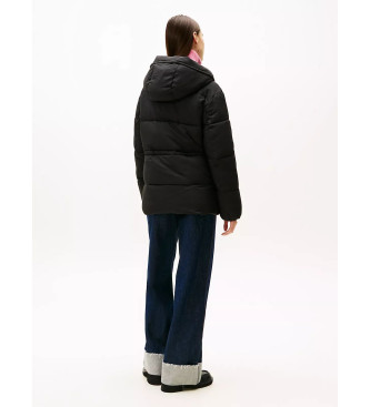 Tommy Jeans Giacca imbottita midi con cappuccio nera