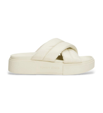 Tommy Jeans Beige gewatteerde plateausandalen met bandjes