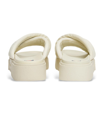 Tommy Jeans Beige gewatteerde plateausandalen met bandjes