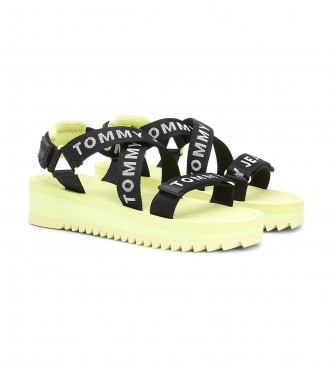 Tommy Jeans Platform sandals with braided straps yellow, black