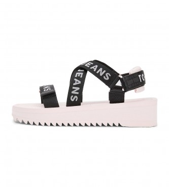 Tommy Jeans Platform sandalen met gevlochten bandjes, zwart, roze