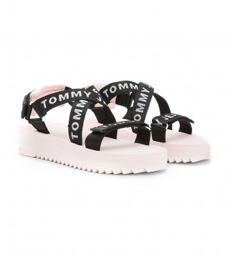 Tommy Jeans Platform sandalen met gevlochten bandjes, zwart, roze