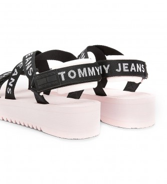 Tommy Jeans Platform sandals with braided straps, black, pink