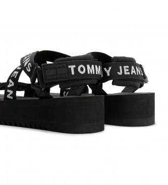 Tommy Jeans Platform sandals with braided straps black