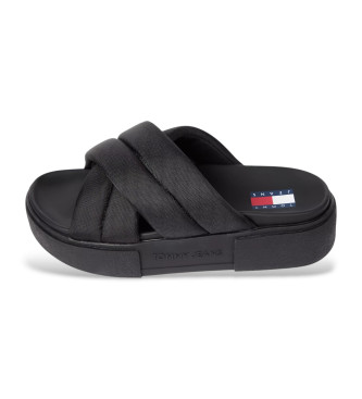 Tommy Jeans Sandals with platform and padded straps black