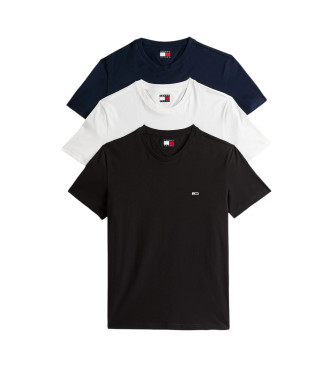 Tommy Jeans Conjunto de 3 T-shirts com logtipo azul, preto e branco