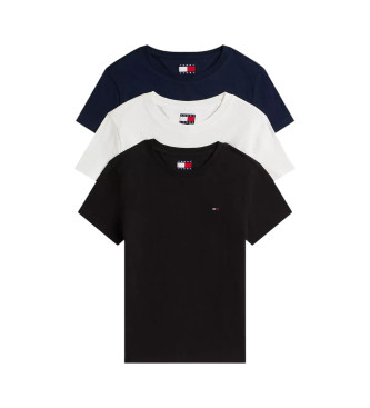 Tommy Jeans Lot de trois T-shirts bleu, blanc, noir