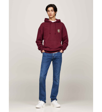 Tommy Jeans Rdbrun sweatshirt med htte og snre