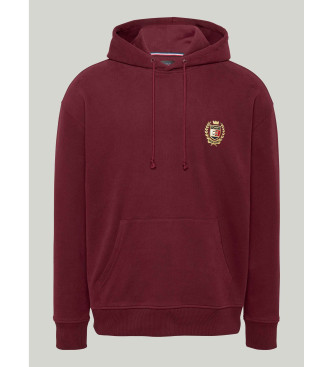 Tommy Jeans Rdbrun sweatshirt med htte og snre