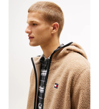 Tommy Jeans Felpa con cappuccio in peluche marrone
