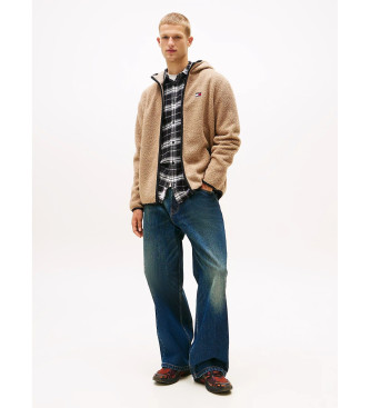 Tommy Jeans Felpa con cappuccio in peluche marrone