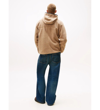 Tommy Jeans Felpa con cappuccio in peluche marrone