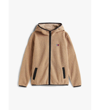 Tommy Jeans Felpa con cappuccio in peluche marrone