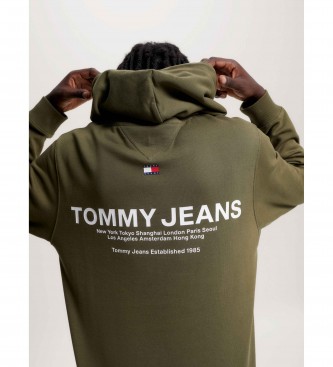 Tommy Jeans Sweater met capuchon en groen grafisch logo