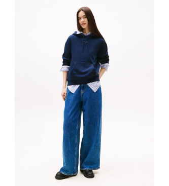 Tommy Jeans Felpa con cappuccio con logo lineare blu navy