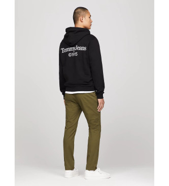 Tommy Jeans Sweatshirt med htte og logo p ryggen sort