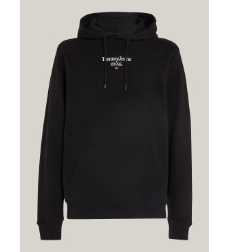Tommy Jeans Sweatshirt med huva och logotyp p baksidan svart