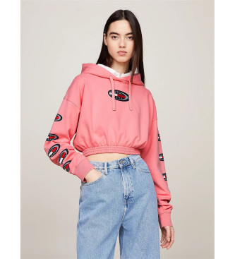 Tommy Jeans Cropped sweatshirt med Archive-logo pink