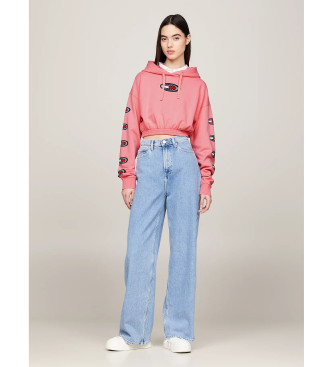 Tommy Jeans Przycięta bluza z logo Archive w kolorze różowym