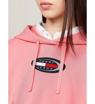 Tommy Jeans Gekrztes Sweatshirt mit Archiv-Logo rosa