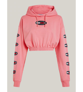 Tommy Jeans Cropped sweatshirt med Archive-logo pink