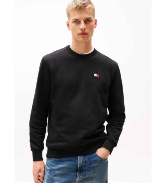 Tommy Jeans Black Tommy patch fleece sweatshirt with black Tommy patch