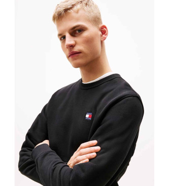 Tommy Jeans Black Tommy patch fleece sweatshirt with black Tommy patch