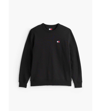 Tommy Jeans Black Tommy patch fleece sweatshirt with black Tommy patch