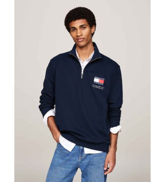 Tommy Jeans Sweatshirt med halv lynls og navy-logo