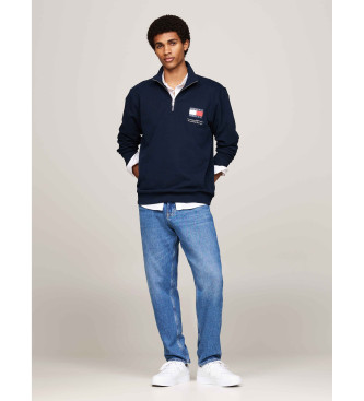 Tommy Jeans Felpa con mezza zip con logo blu scuro