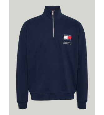 Tommy Jeans Sweatshirt med halv lynls og navy-logo