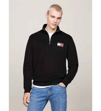 Tommy Jeans Mikina s polovičnim zapenjanjem s črnim logotipom