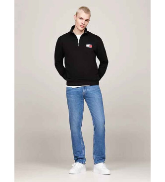 Tommy Jeans Sweatshirt med halv lynls og sort logo