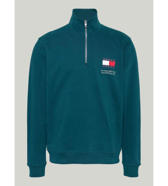 Tommy Jeans Sweatshirt med halv lynls og grnt logo