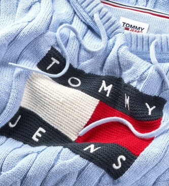 Tommy Jeans Camisola de malha entranada com capuz azul