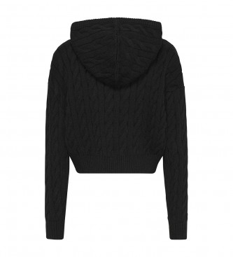 Tommy Jeans Braided knit sweatshirt with hood black