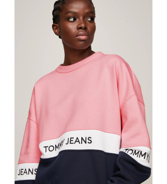Tommy Jeans Sweatshirt Design bloco de cor rosa