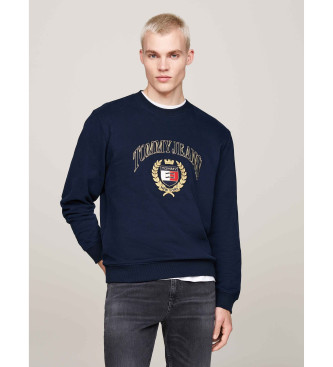 Tommy Jeans Sweatshirt mit Rundhalsausschnitt und gesticktem Logo in Marineblau