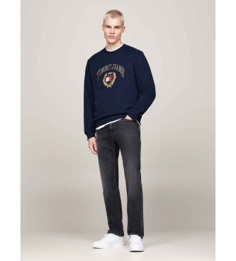 Tommy Jeans Sweater met ronde hals en in marineblauw geborduurd logo