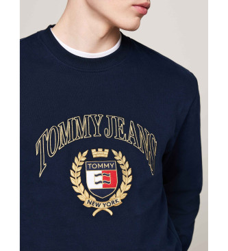 Tommy Jeans Sweatshirt mit Rundhalsausschnitt und gesticktem Logo in Marineblau