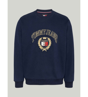 Tommy Jeans Sweatshirt mit Rundhalsausschnitt und gesticktem Logo in Marineblau