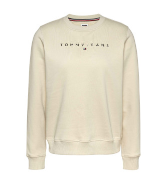 Tommy Jeans Essential Sweatshirt mit Rundhalsausschnitt und beigefarbenem Logo