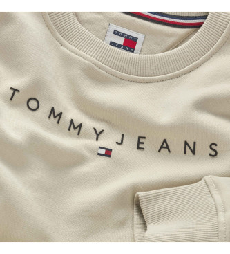 Tommy Jeans Essential Sweatshirt mit Rundhalsausschnitt und beigefarbenem Logo