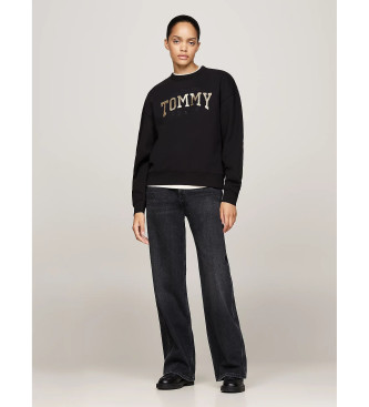 Tommy Jeans Baggy sweatshirt with glitter logo black