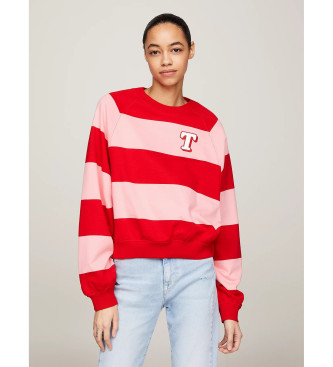 Tommy Jeans Letterman sweatshirt red, pink