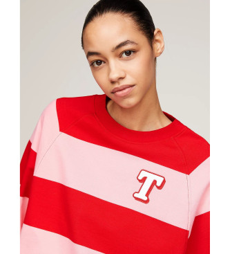 Tommy Jeans Sweat Letterman rouge, rose